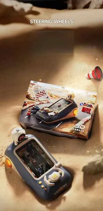 لعبة سباق الأطفال وحدة تحكم لعبة سباق صغيرة سيارة سباق مغامرة وحدة تحكم لعبة الطاولة Kids Racing Game Console Mini Racing Car Adventure Racing Game Console Tabletop Game Console