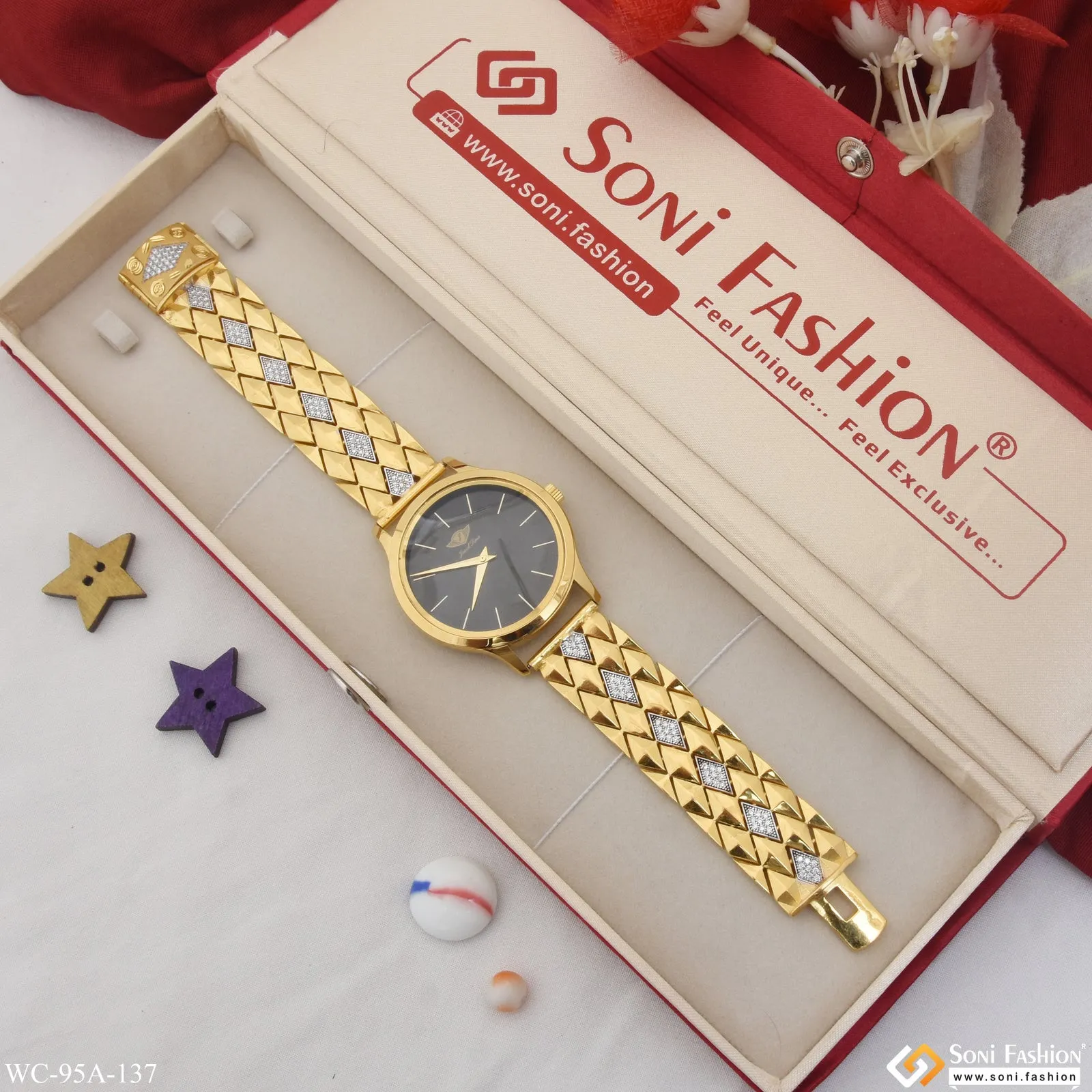 1 Gram Gold Plated Designer Design Best Quality Watch for Men - Style A137