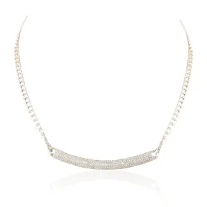 14k Solid White Gold Diamond Chain Necklace