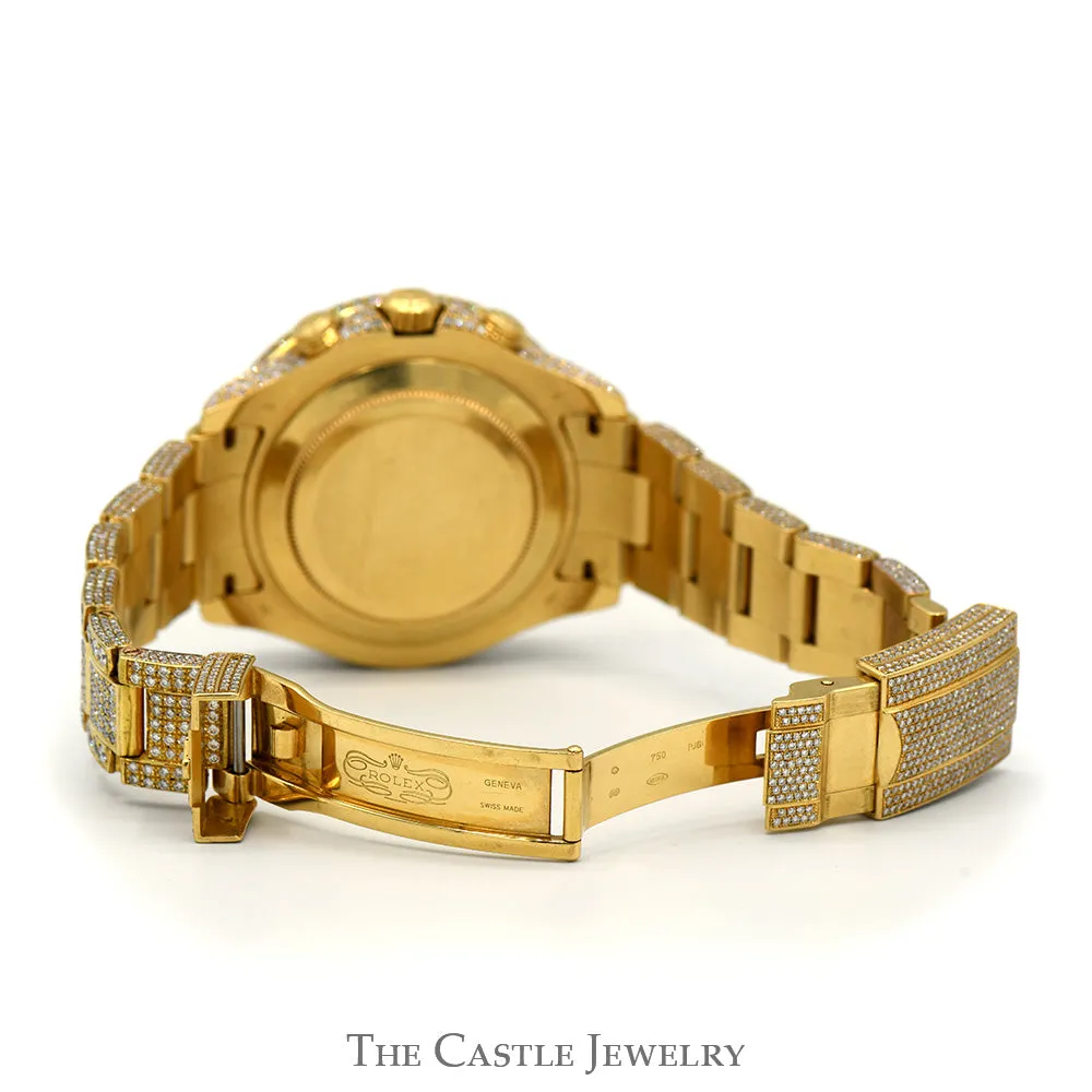 18K Yellow Gold Rolex Yacht-Master II 116688 with Custom Diamond Bezel, Dial, Band & Case