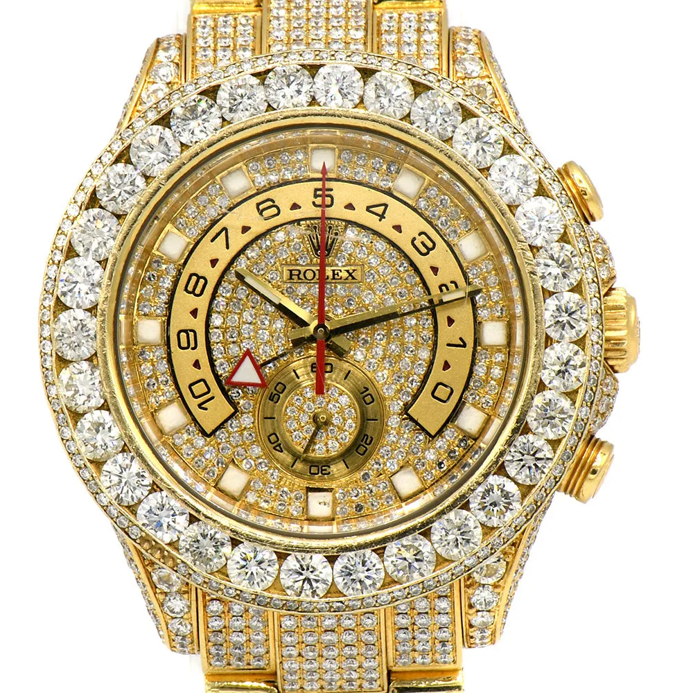 18K Yellow Gold Rolex Yacht-Master II 116688 with Custom Diamond Bezel, Dial, Band & Case