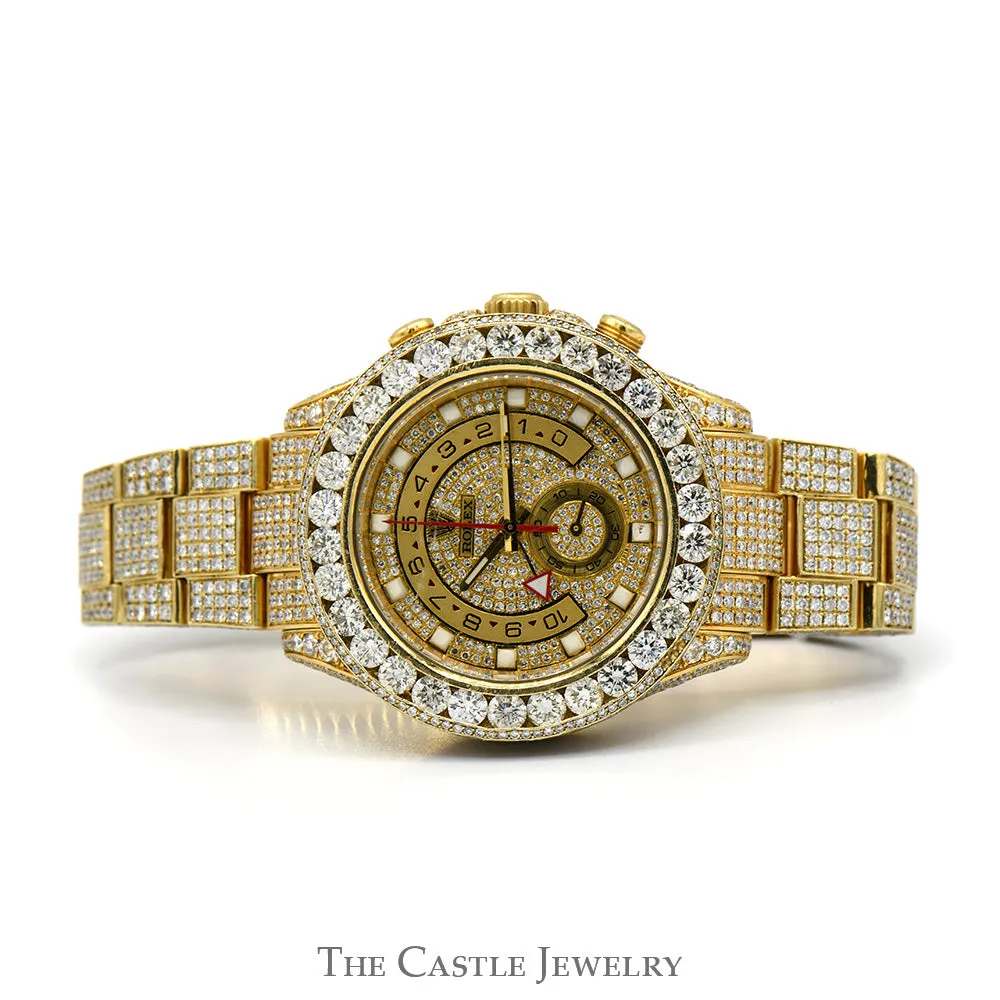 18K Yellow Gold Rolex Yacht-Master II 116688 with Custom Diamond Bezel, Dial, Band & Case