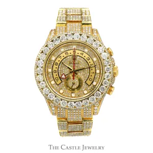 18K Yellow Gold Rolex Yacht-Master II 116688 with Custom Diamond Bezel, Dial, Band & Case