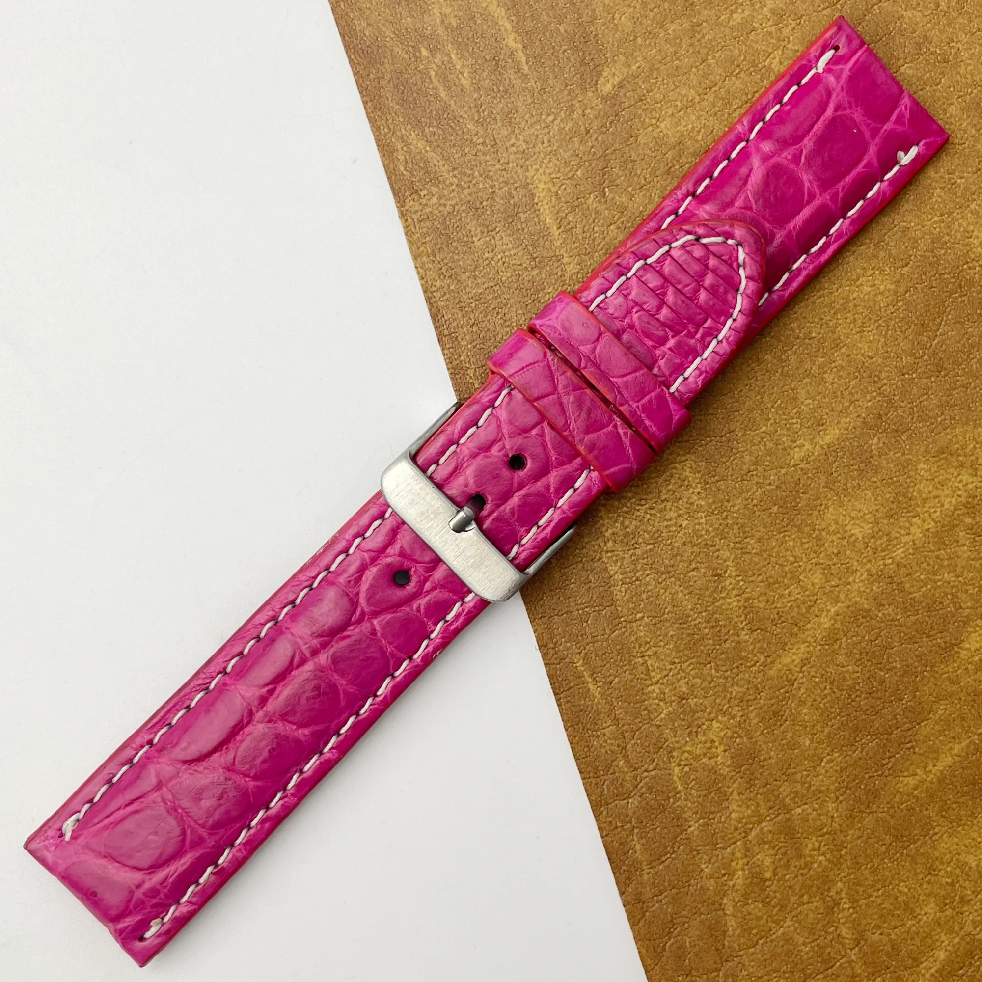 22mm Pink Unique Texture Alligator Watch Band For Men DH-226-P