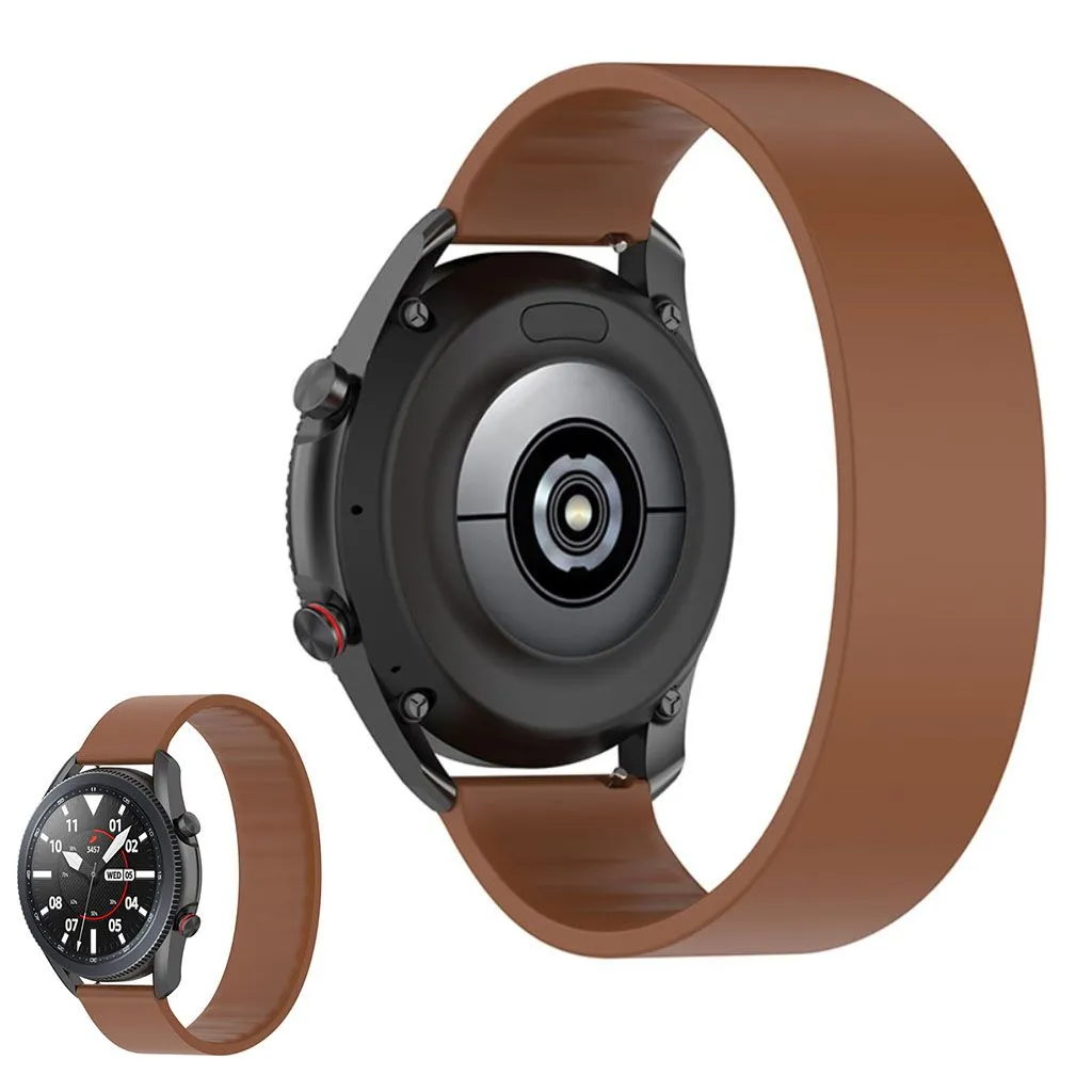 22mm Universal elastic simple silicone watch strap - Brown / Size: 170mm