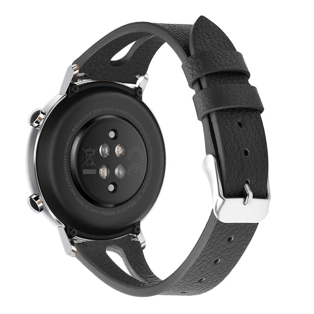 22mm Universal simple genuine leather watch strap - Black