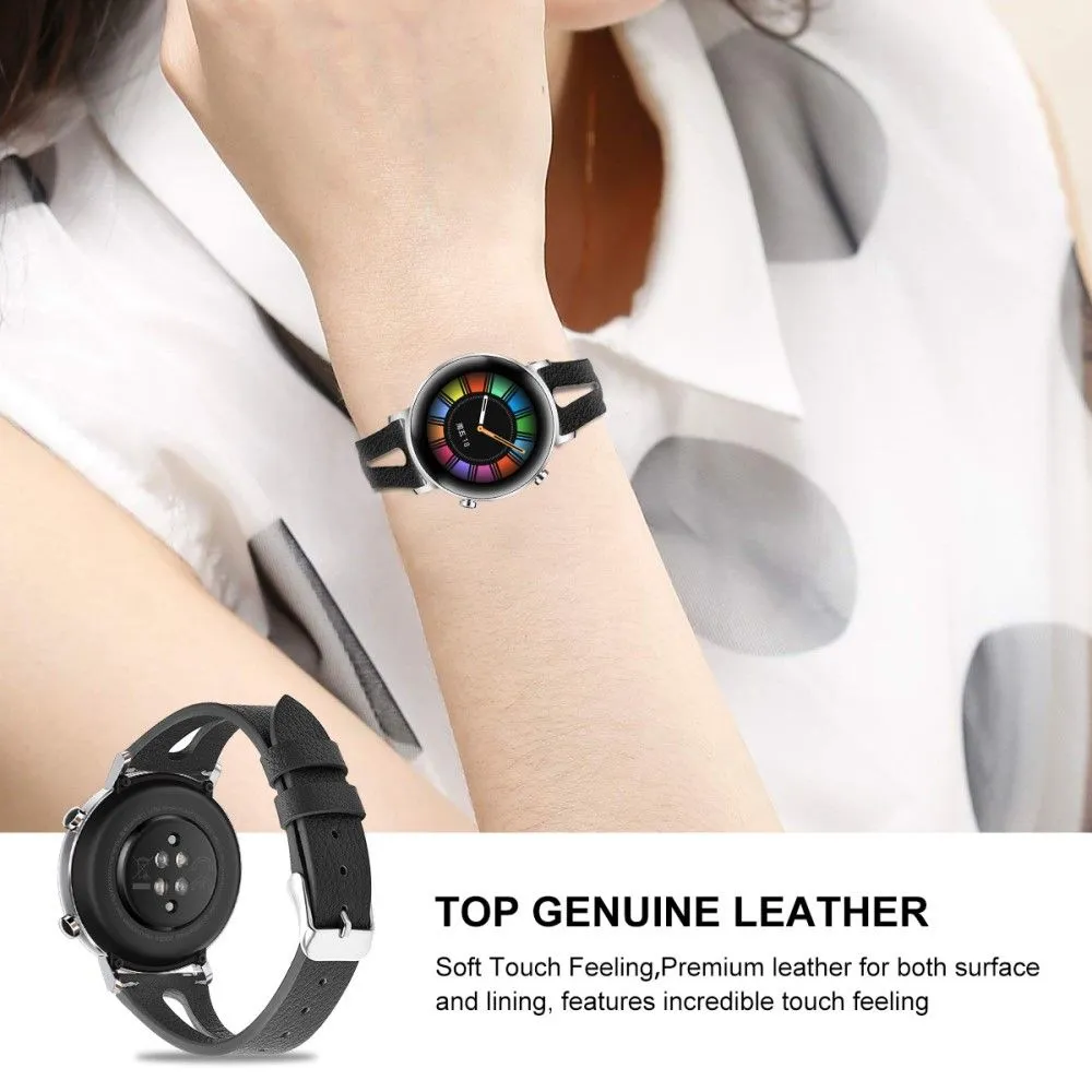 22mm Universal simple genuine leather watch strap - Black