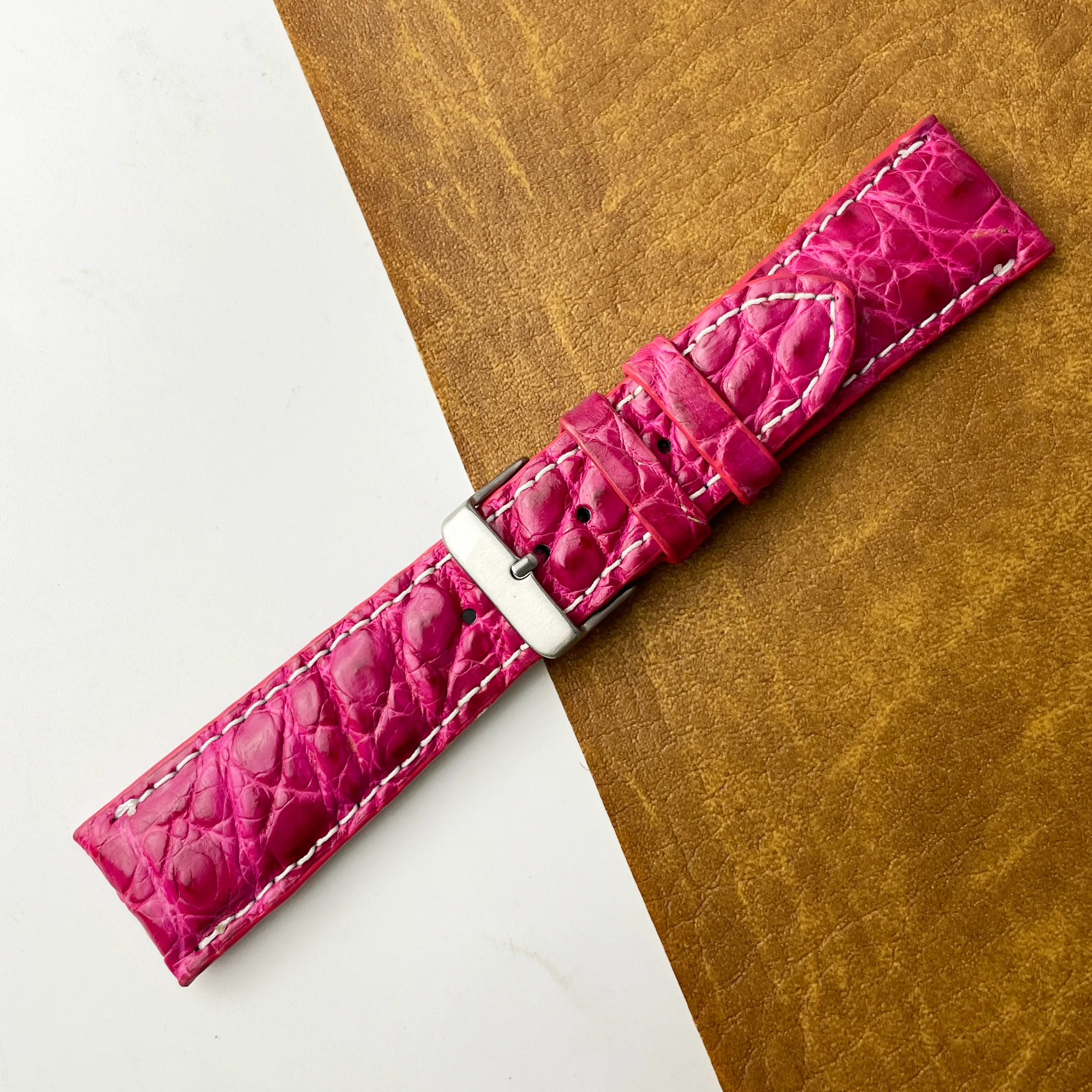 24mm Pink Unique Texture Alligator Watch Band For Men DH-226E