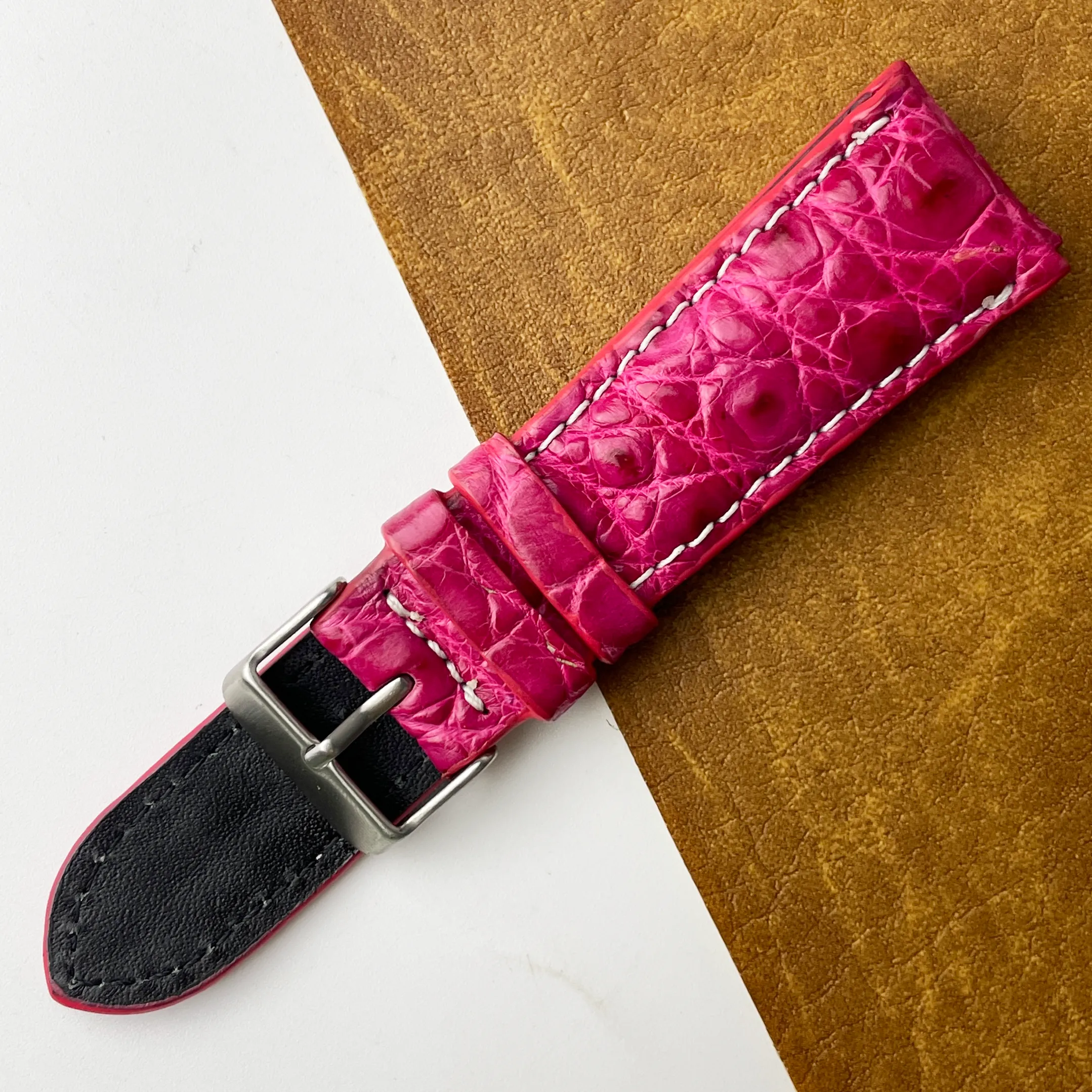 24mm Pink Unique Texture Alligator Watch Band For Men DH-226E