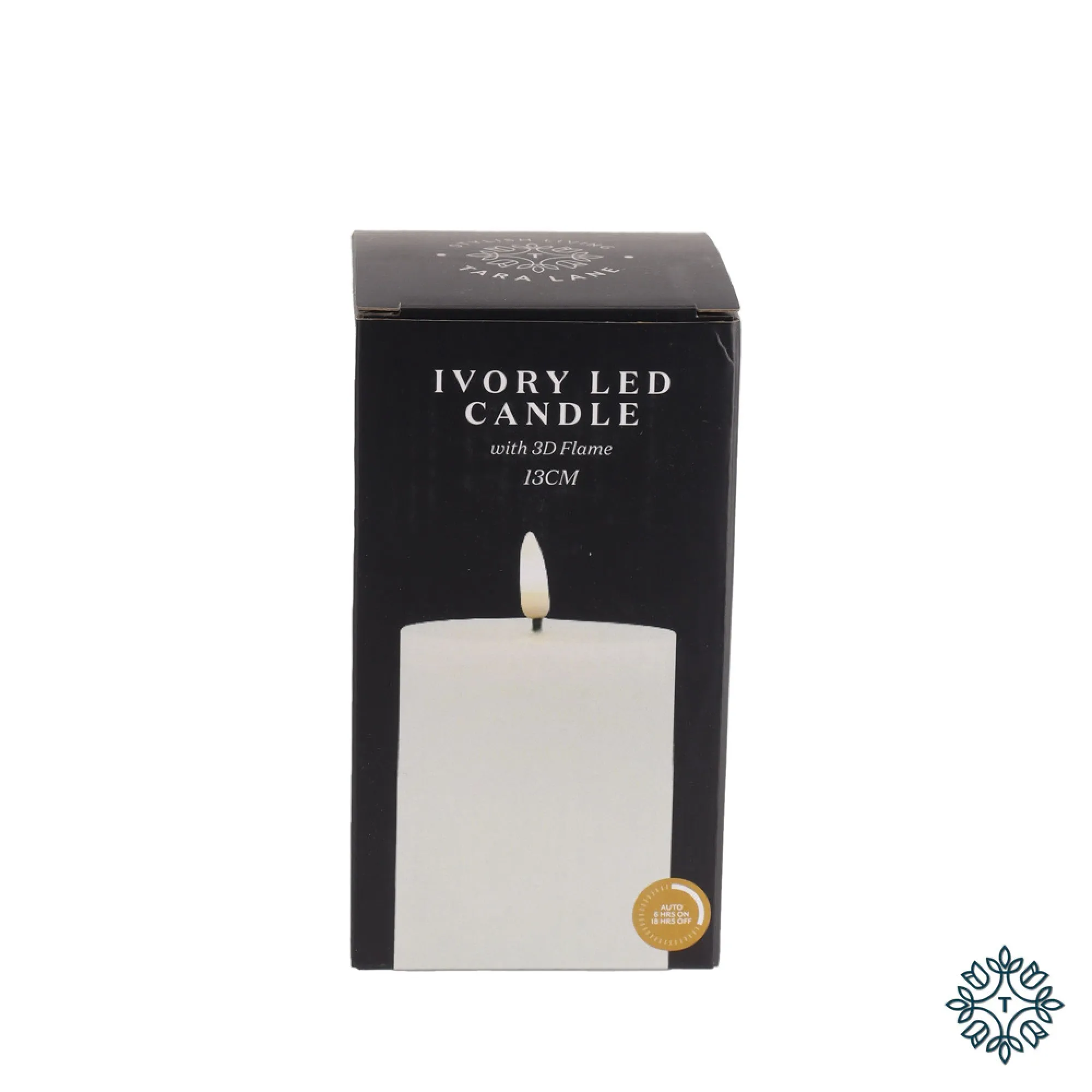 3D flame led candle w/6hr timer ivory 13cm
