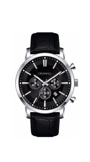 44mm "Redondo" - Silver Case Chronograph with Black Face