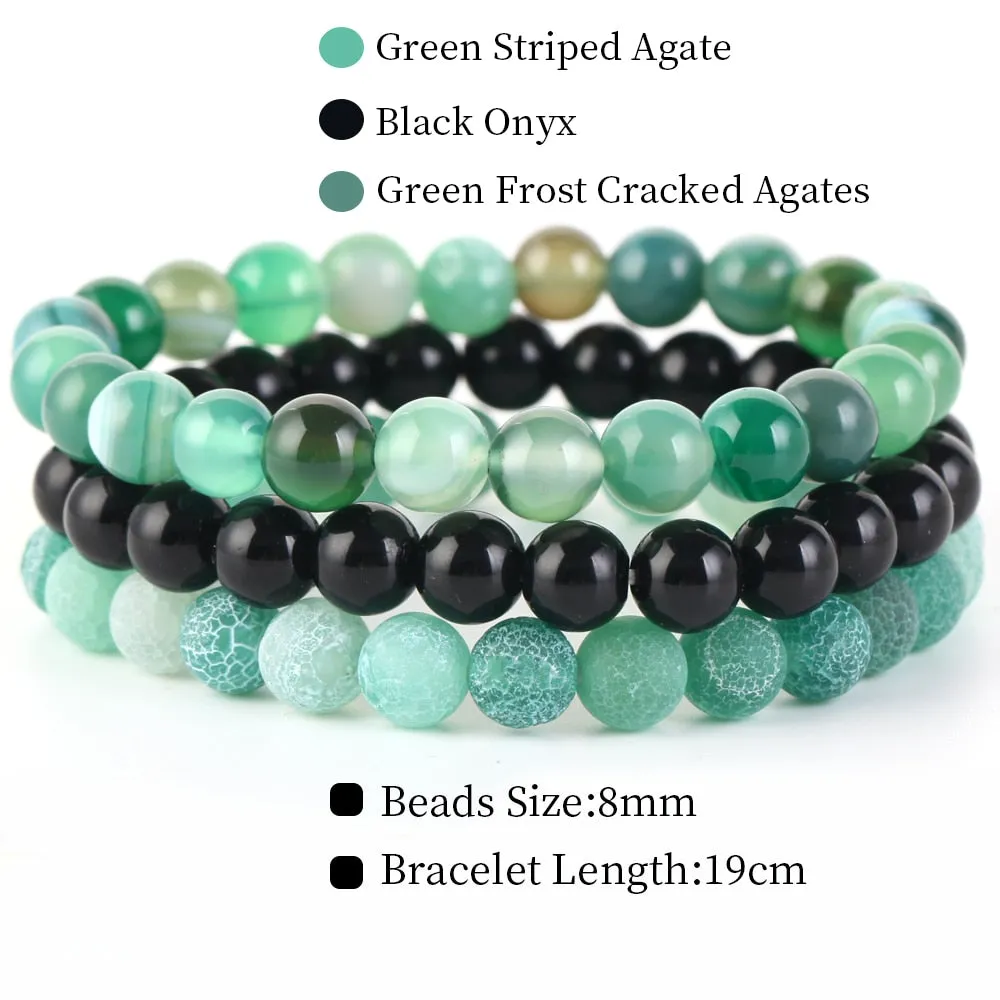 8mm 3Pcs/Set Natural Seven Chakra Stone Beads Bracelet