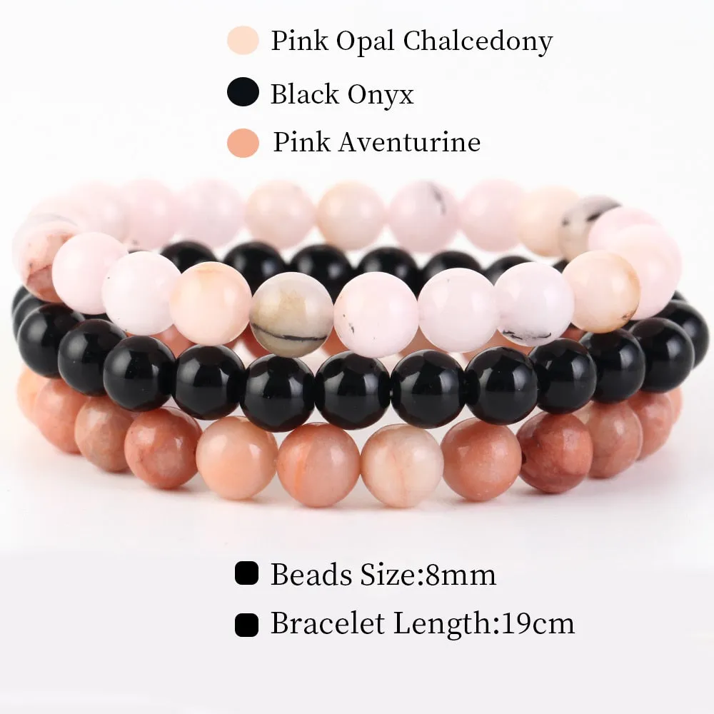 8mm 3Pcs/Set Natural Seven Chakra Stone Beads Bracelet