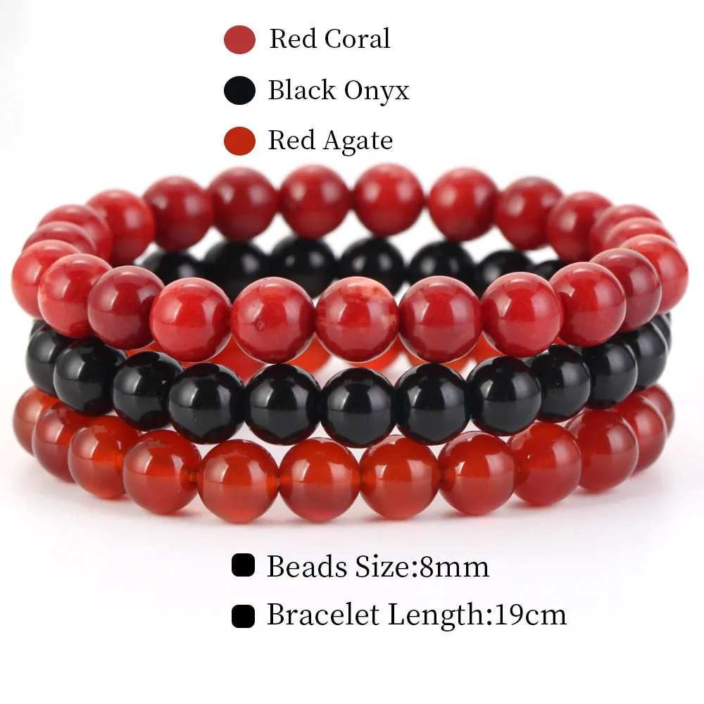 8mm 3Pcs/Set Natural Seven Chakra Stone Beads Bracelet