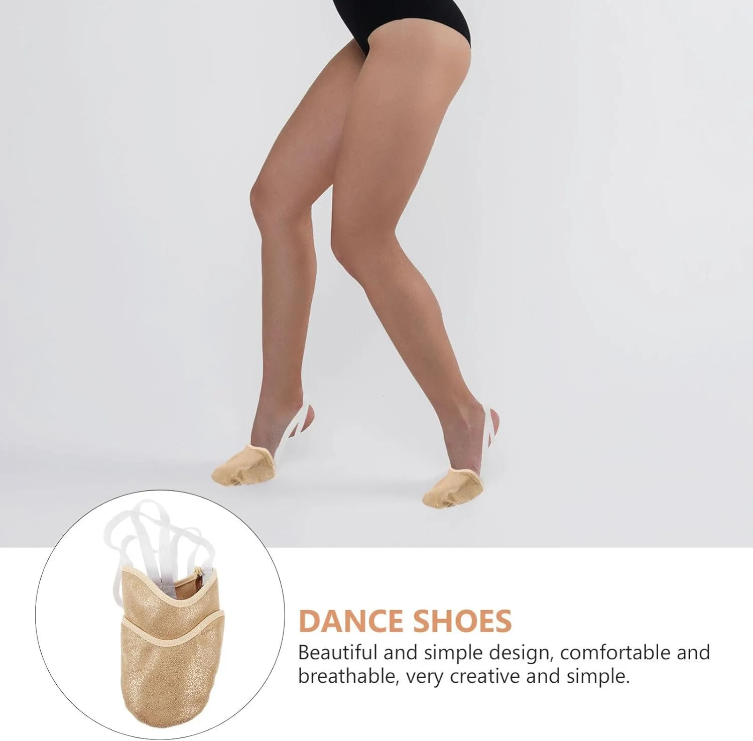 ABOOFAN 1 Pair Half Sole Dance Shoes, Stretchy Canvas Pirouette Shoes for Ballet Lyrical Modern Jazz Dance and Contemporary