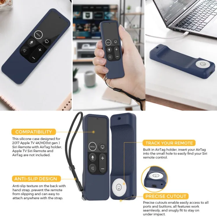 Ahastyle Silicone Protective Cover For Apple Tv Hd / 4K & Airtag Remote Control Tracker