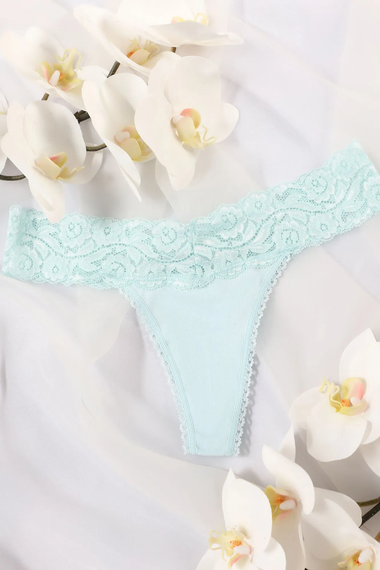Almost Everyday Lace Thong Panty - Blue Jay