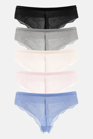 Always Ready Lace 5 Pack Panties - Grey/combo
