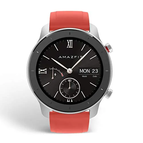 Amazfit Gtr Smartwatch with Gps Glonass, All-Day Heart Rate Monitor, Daily Activity Tracker Rate and Activity Tracking, 10-Day Battery Life, 12- Sport Modes, 42mm, Coral Red
