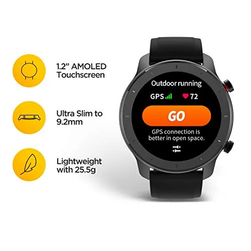 Amazfit Gtr Smartwatch with Gps Glonass, All-Day Heart Rate Monitor, Daily Activity Tracker Rate and Activity Tracking, 10-Day Battery Life, 12- Sport Modes, 42mm, Coral Red