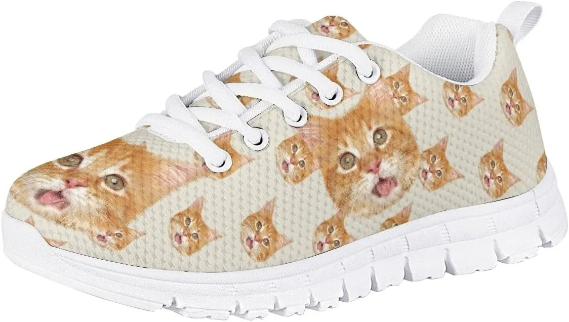 AmzPrint Corgi Print Lightweight Non Slip School Running/Walking Sports Sneakers Lace Up Flat Girls Purple Sneakers Size 5