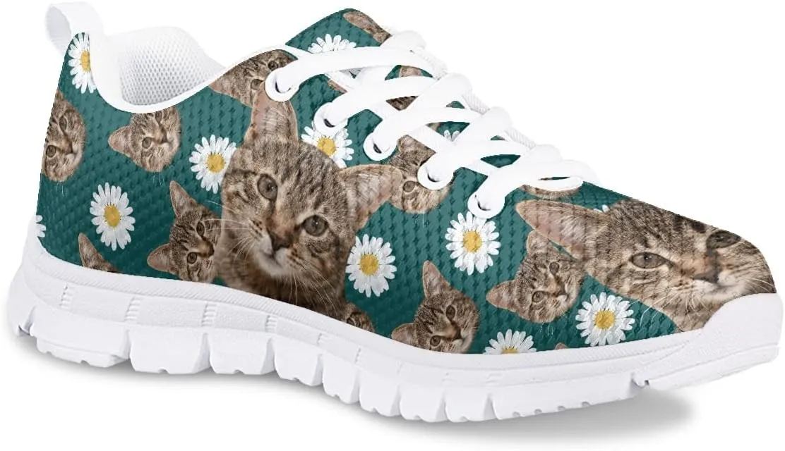 AmzPrint Corgi Print Lightweight Non Slip School Running/Walking Sports Sneakers Lace Up Flat Girls Purple Sneakers Size 5