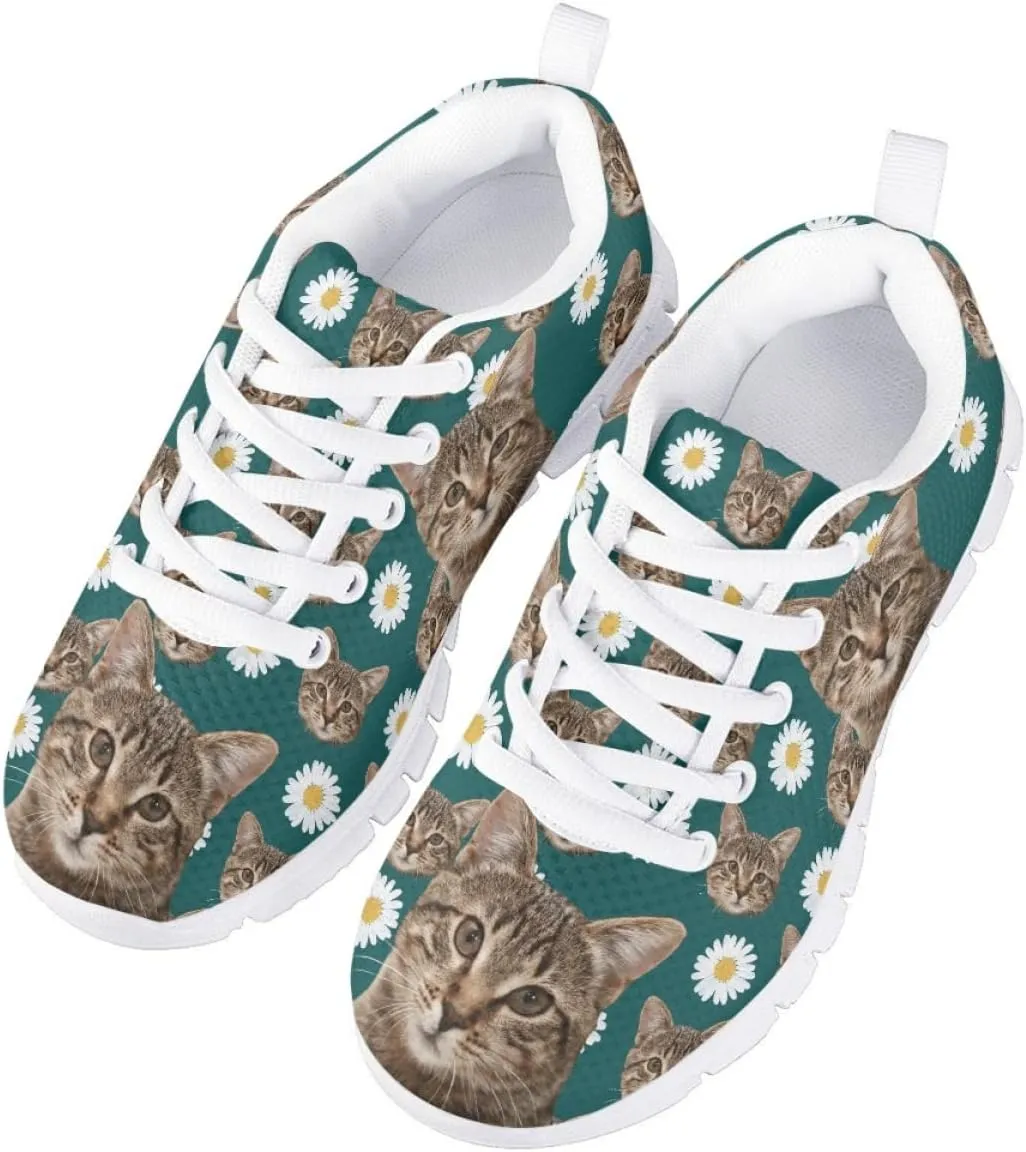 AmzPrint Corgi Print Lightweight Non Slip School Running/Walking Sports Sneakers Lace Up Flat Girls Purple Sneakers Size 5