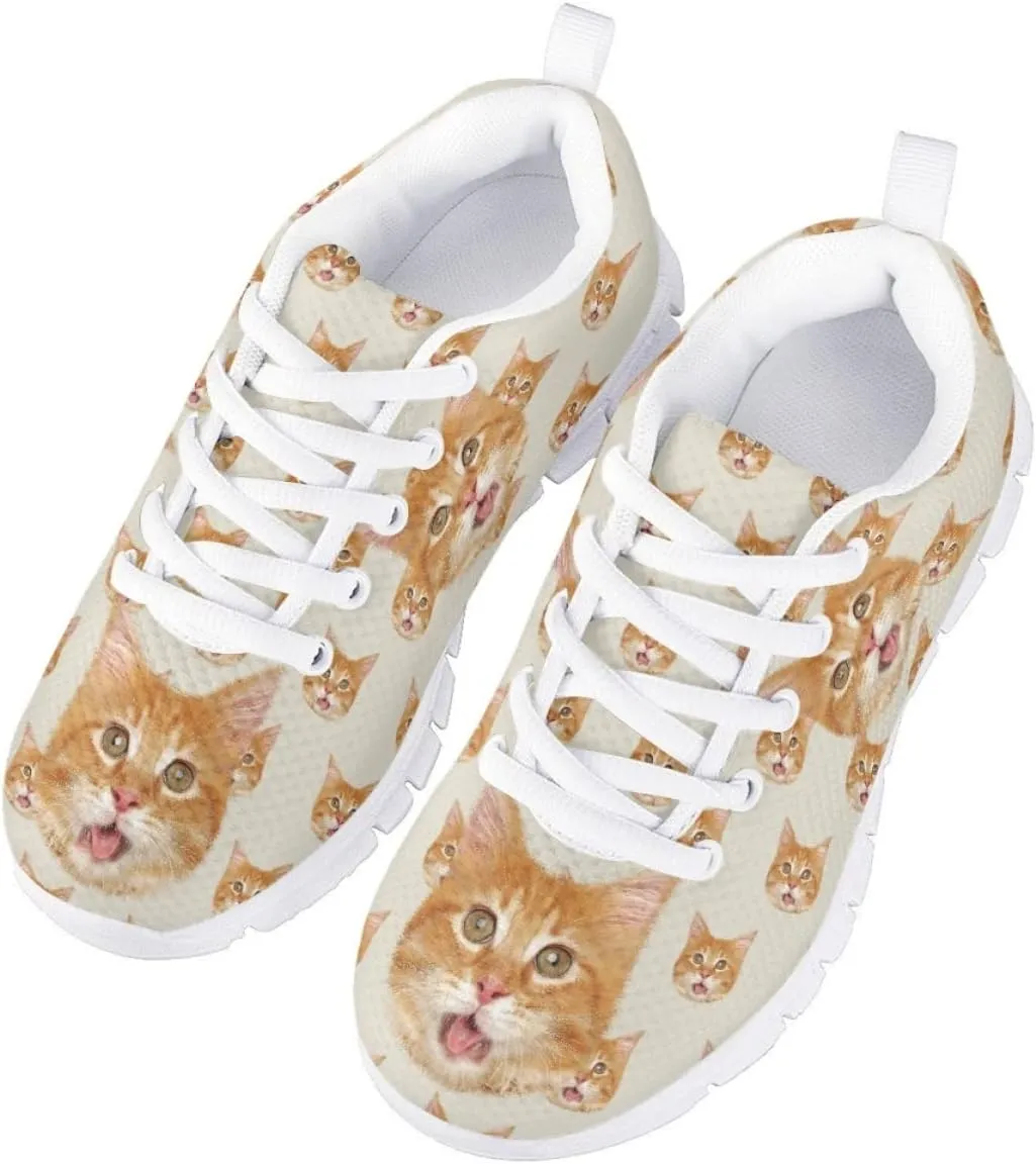 AmzPrint Corgi Print Lightweight Non Slip School Running/Walking Sports Sneakers Lace Up Flat Girls Purple Sneakers Size 5