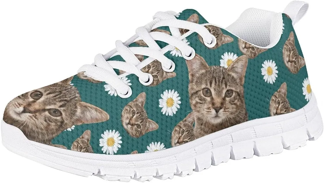 AmzPrint Corgi Print Lightweight Non Slip School Running/Walking Sports Sneakers Lace Up Flat Girls Purple Sneakers Size 5