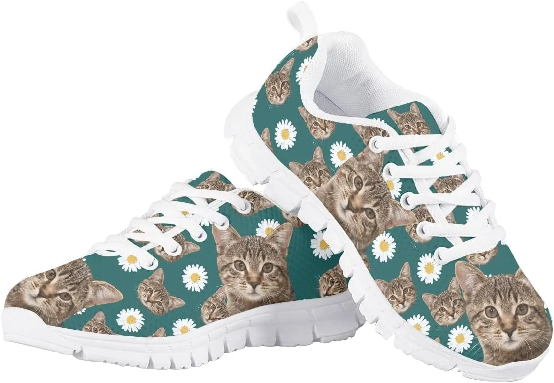 AmzPrint Corgi Print Lightweight Non Slip School Running/Walking Sports Sneakers Lace Up Flat Girls Purple Sneakers Size 5