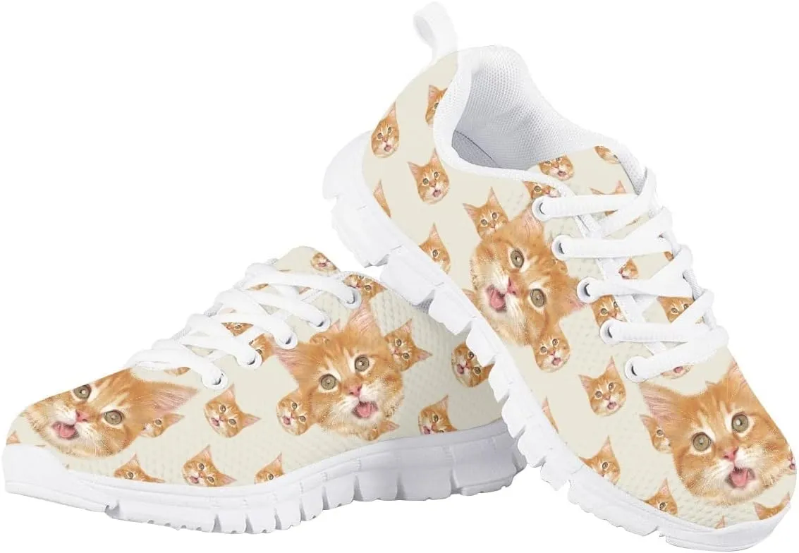 AmzPrint Corgi Print Lightweight Non Slip School Running/Walking Sports Sneakers Lace Up Flat Girls Purple Sneakers Size 5