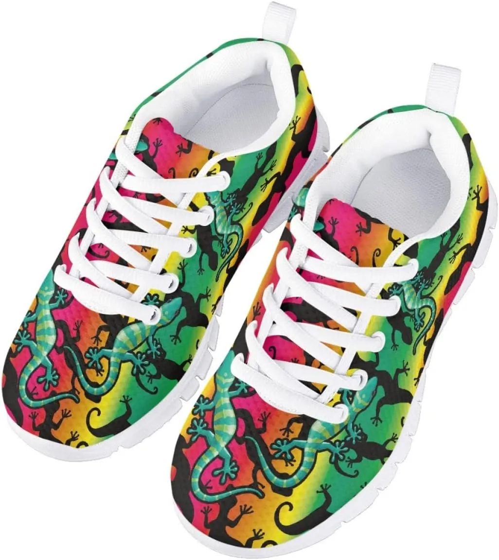 AmzPrint Tiger Print Non Slip Lace-Up Toddler Girl Sneakers Flat Lightweight Casual Running Walking Sneakers Red Size 10
