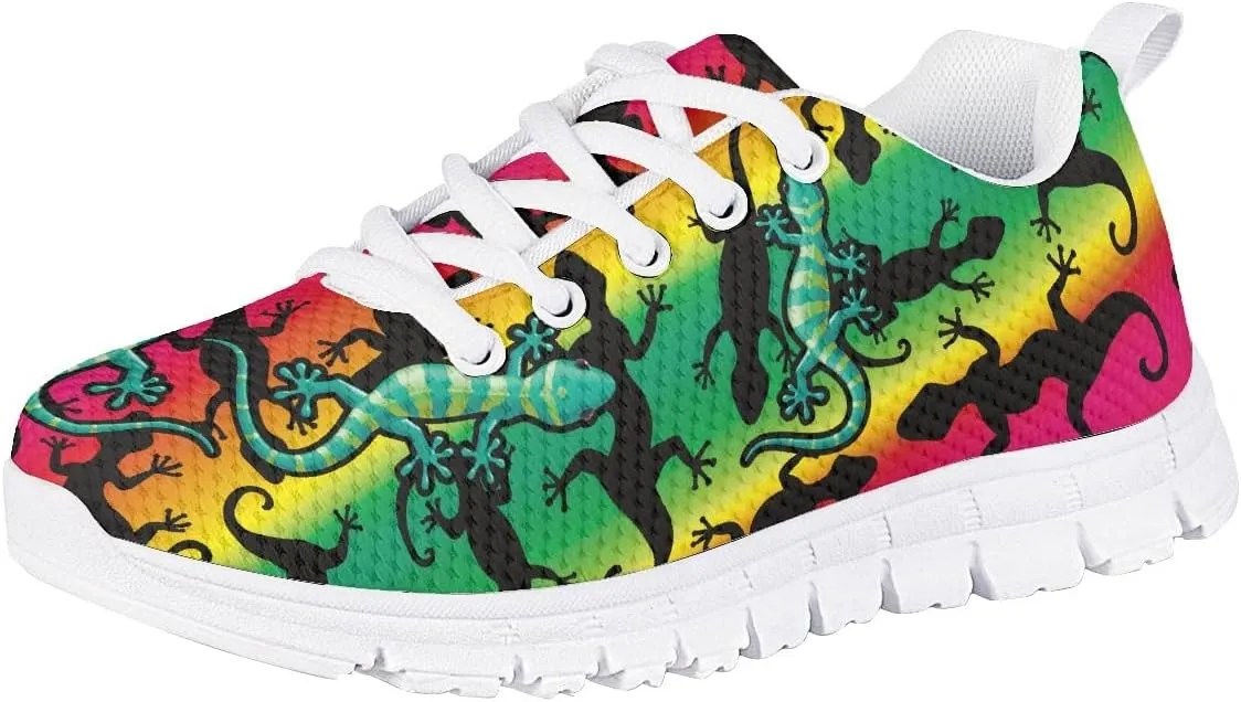 AmzPrint Tiger Print Non Slip Lace-Up Toddler Girl Sneakers Flat Lightweight Casual Running Walking Sneakers Red Size 10