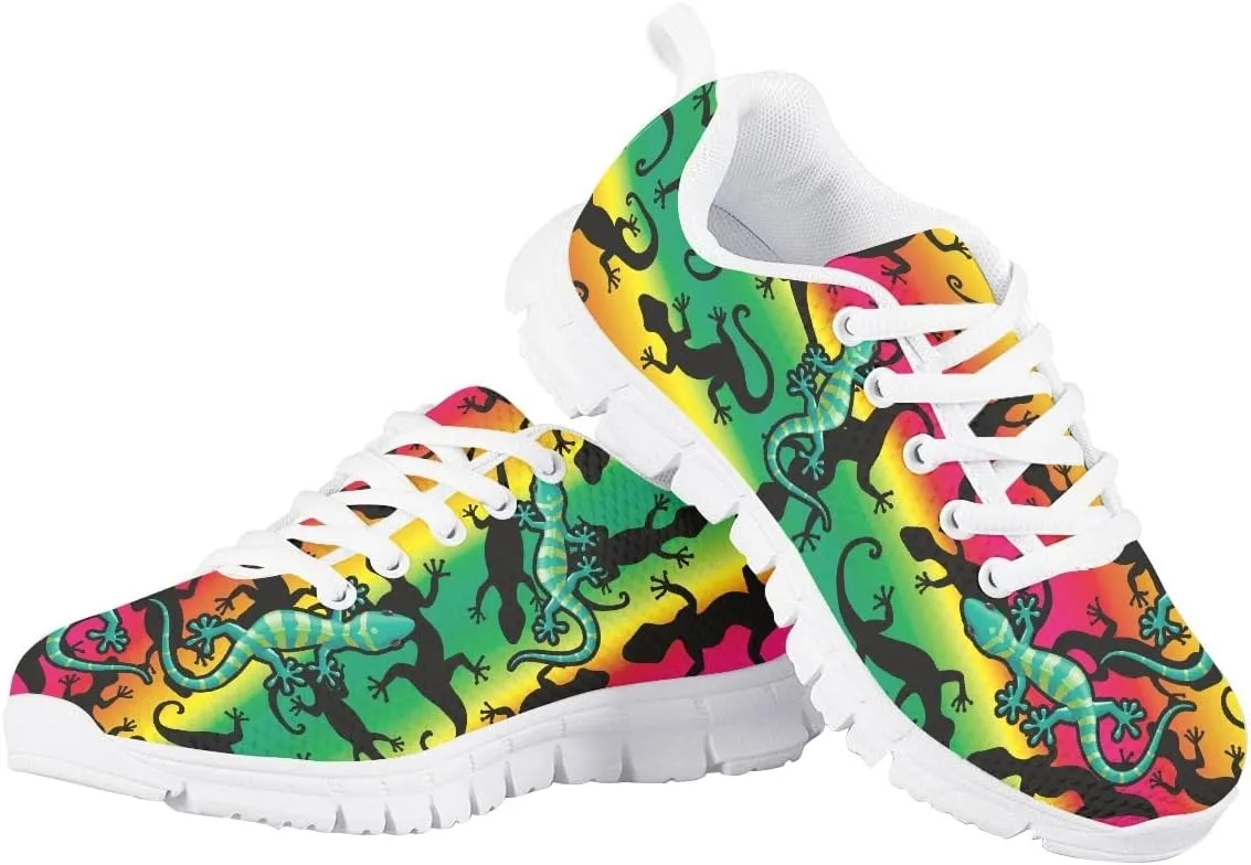 AmzPrint Tiger Print Non Slip Lace-Up Toddler Girl Sneakers Flat Lightweight Casual Running Walking Sneakers Red Size 10