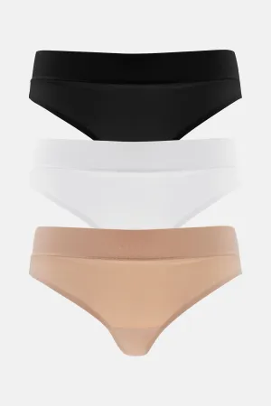 Another Level Thong 3 Pack Panties - Nude/combo