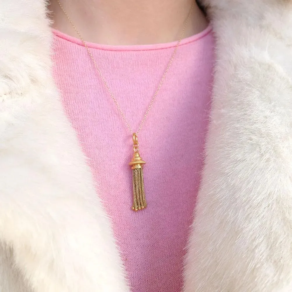 Antique Victorian 9ct Gold Plated Tassel Necklace