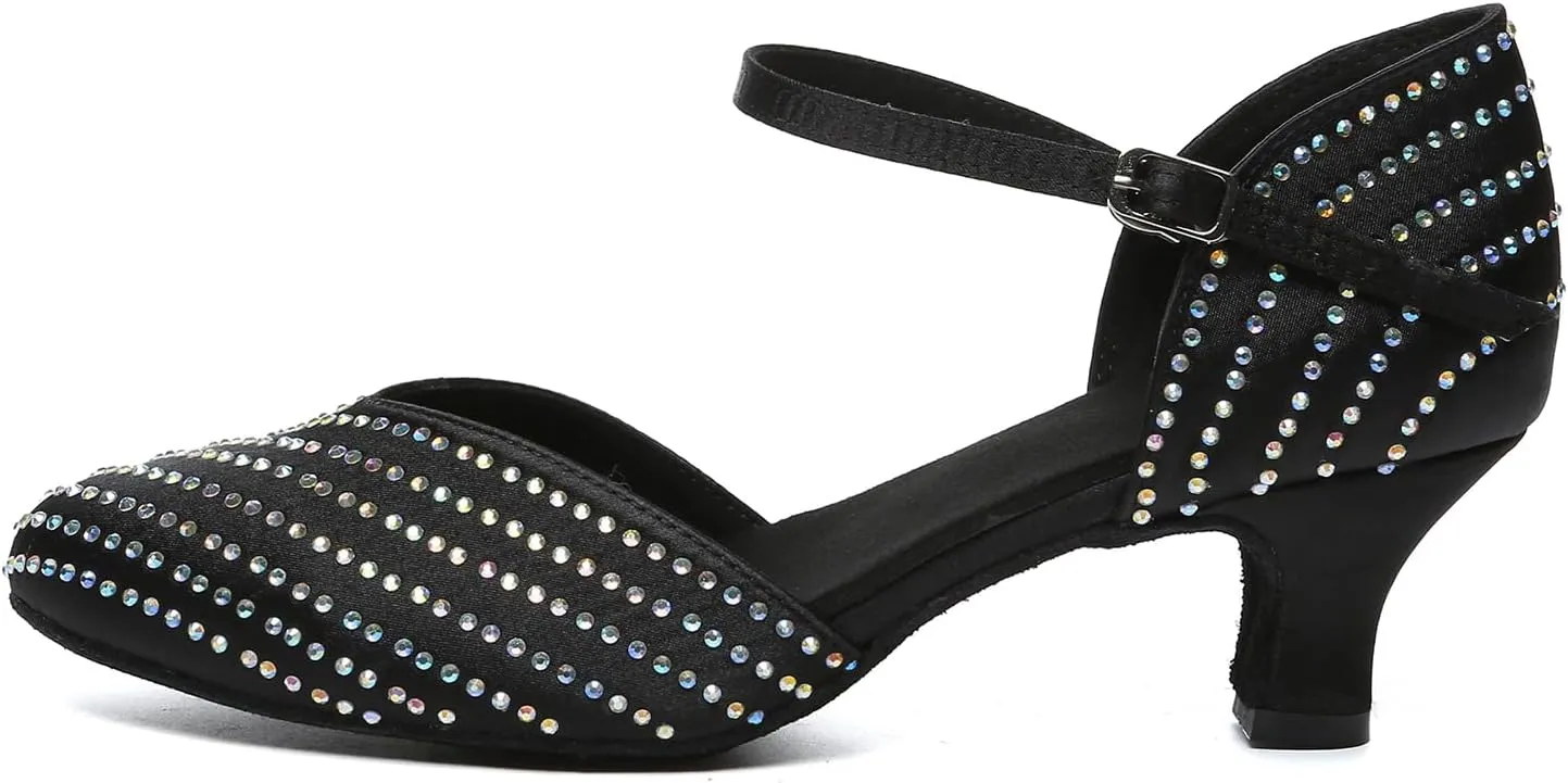 AOQUNFS Closed Toe Latin Ballroom Dance Shoes Women Pumps Practice Performance Dancing Shoes