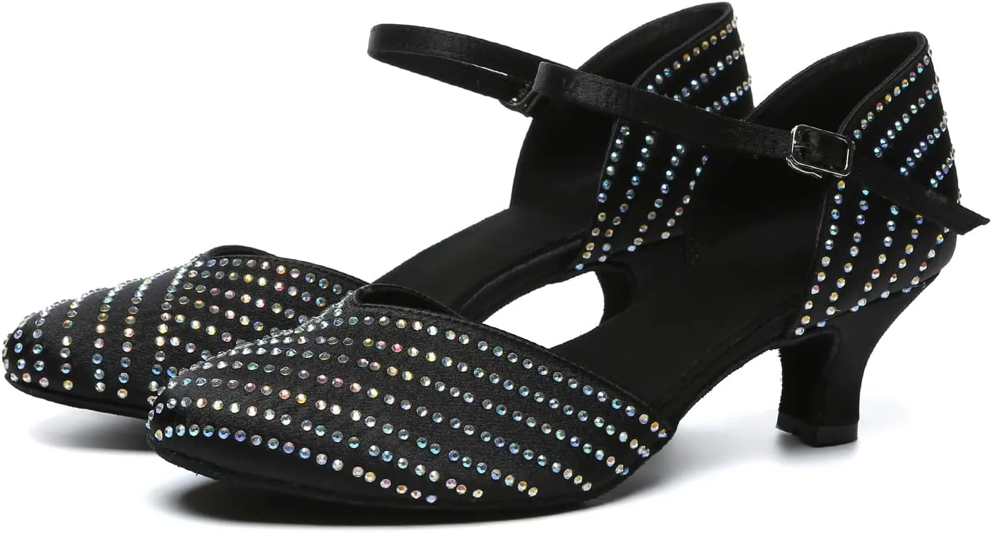 AOQUNFS Closed Toe Latin Ballroom Dance Shoes Women Pumps Practice Performance Dancing Shoes