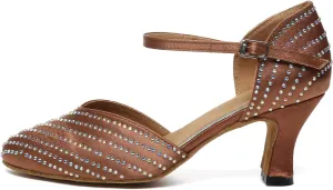 AOQUNFS Closed Toe Latin Ballroom Dance Shoes Women Pumps Practice Performance Dancing Shoes