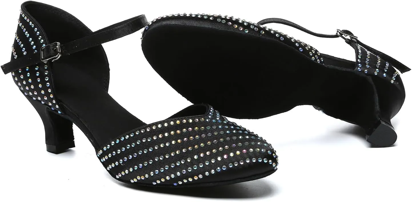 AOQUNFS Closed Toe Latin Ballroom Dance Shoes Women Pumps Practice Performance Dancing Shoes