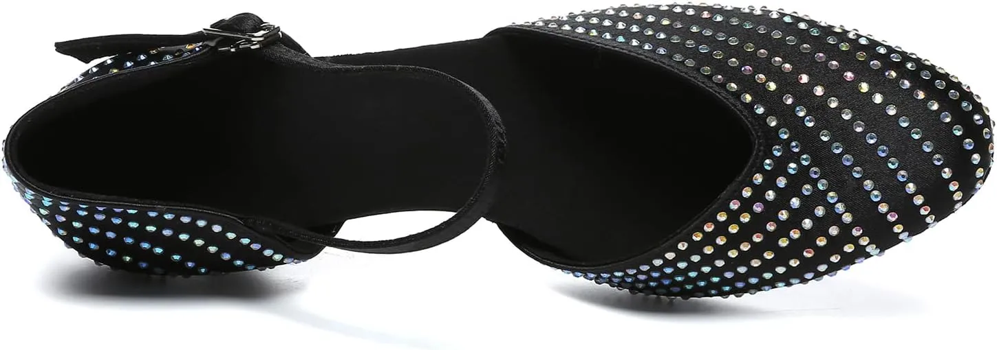 AOQUNFS Closed Toe Latin Ballroom Dance Shoes Women Pumps Practice Performance Dancing Shoes