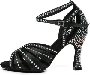 AOQUNFS Rhinestones Ballroom Dance Shoes Women Latin Salsa Practice Performance Dance Shoes,Model L440