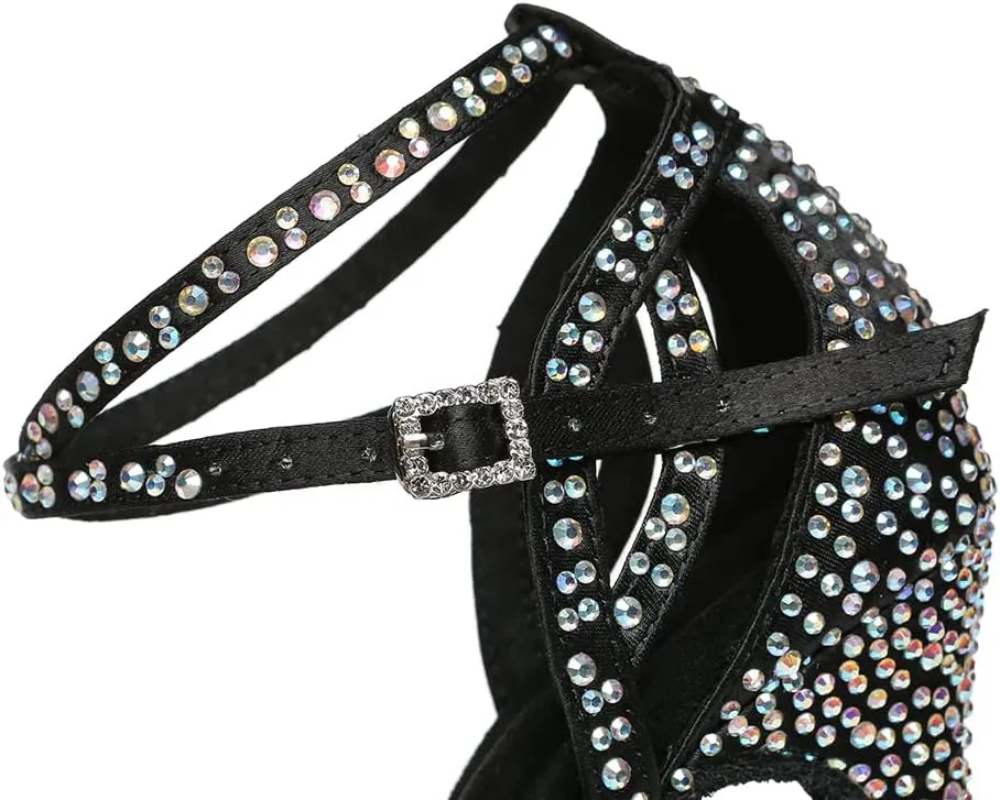 AOQUNFS Rhinestones Ballroom Dance Shoes Women Latin Salsa Practice Performance Dance Shoes,Model L440