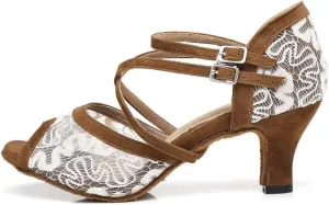 AOQUNFS Women Latin Dance Shoes Open Toe Ballroom Salsa Performance Practice Dance Shoes,L298