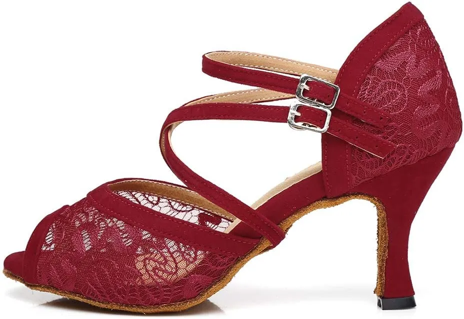 AOQUNFS Women Latin Dance Shoes Open Toe Ballroom Salsa Performance Practice Dance Shoes,L298