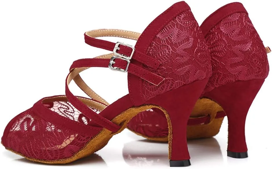 AOQUNFS Women Latin Dance Shoes Open Toe Ballroom Salsa Performance Practice Dance Shoes,L298