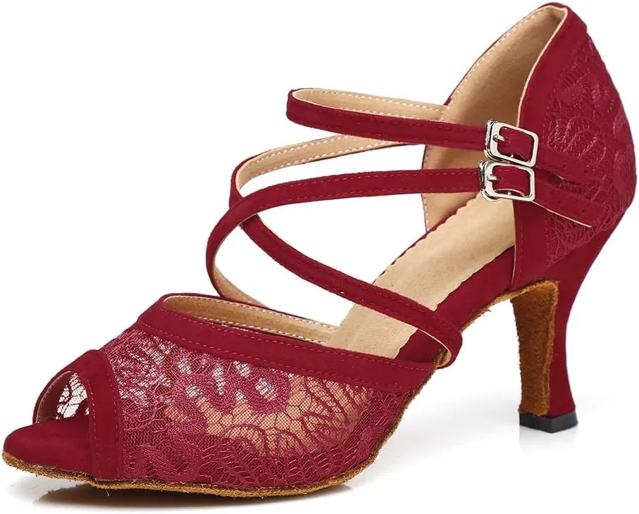 AOQUNFS Women Latin Dance Shoes Open Toe Ballroom Salsa Performance Practice Dance Shoes,L298
