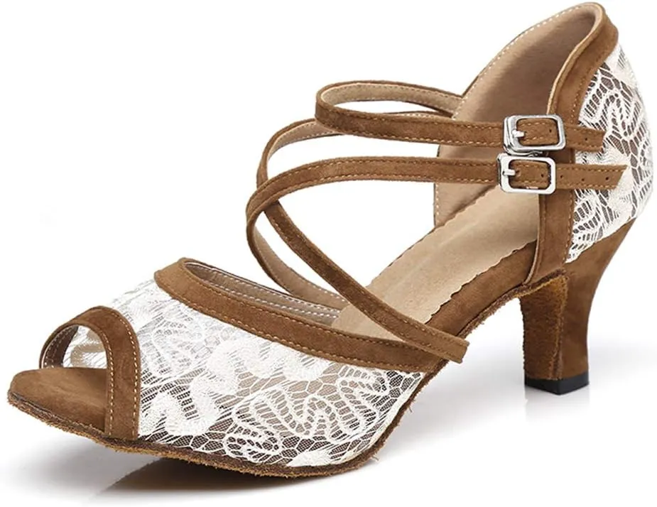 AOQUNFS Women Latin Dance Shoes Open Toe Ballroom Salsa Performance Practice Dance Shoes,L298