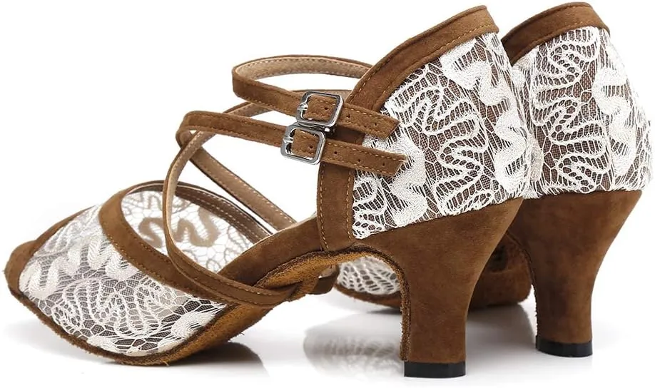 AOQUNFS Women Latin Dance Shoes Open Toe Ballroom Salsa Performance Practice Dance Shoes,L298