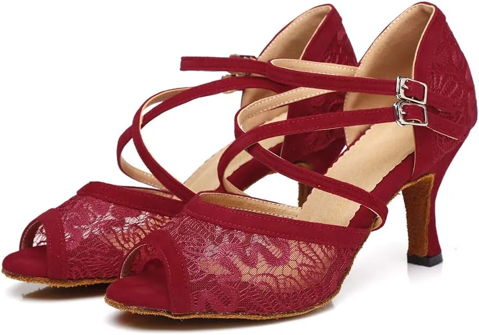 AOQUNFS Women Latin Dance Shoes Open Toe Ballroom Salsa Performance Practice Dance Shoes,L298